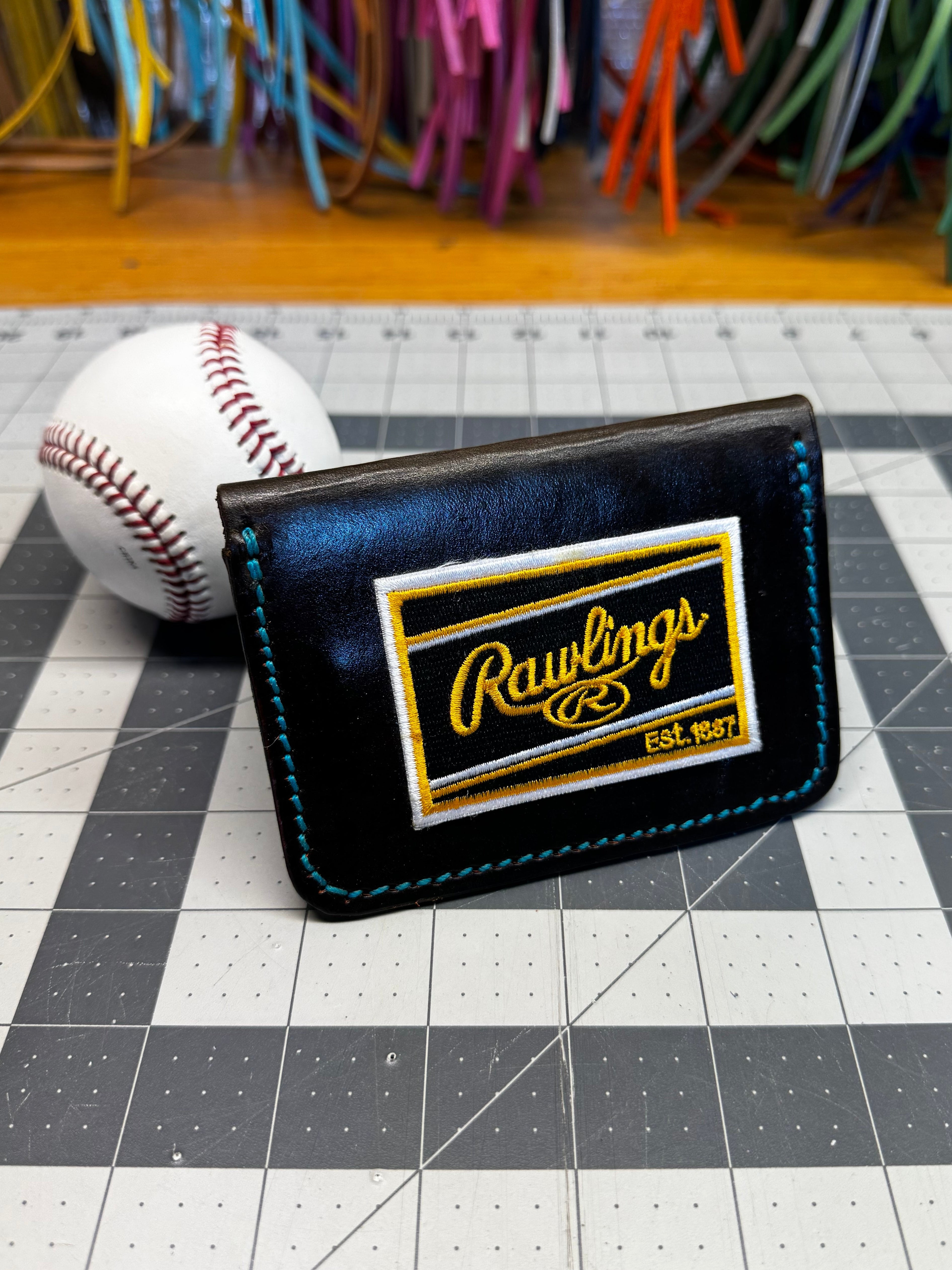 Handmade Rawlings Baseball Wallet Dark Brown