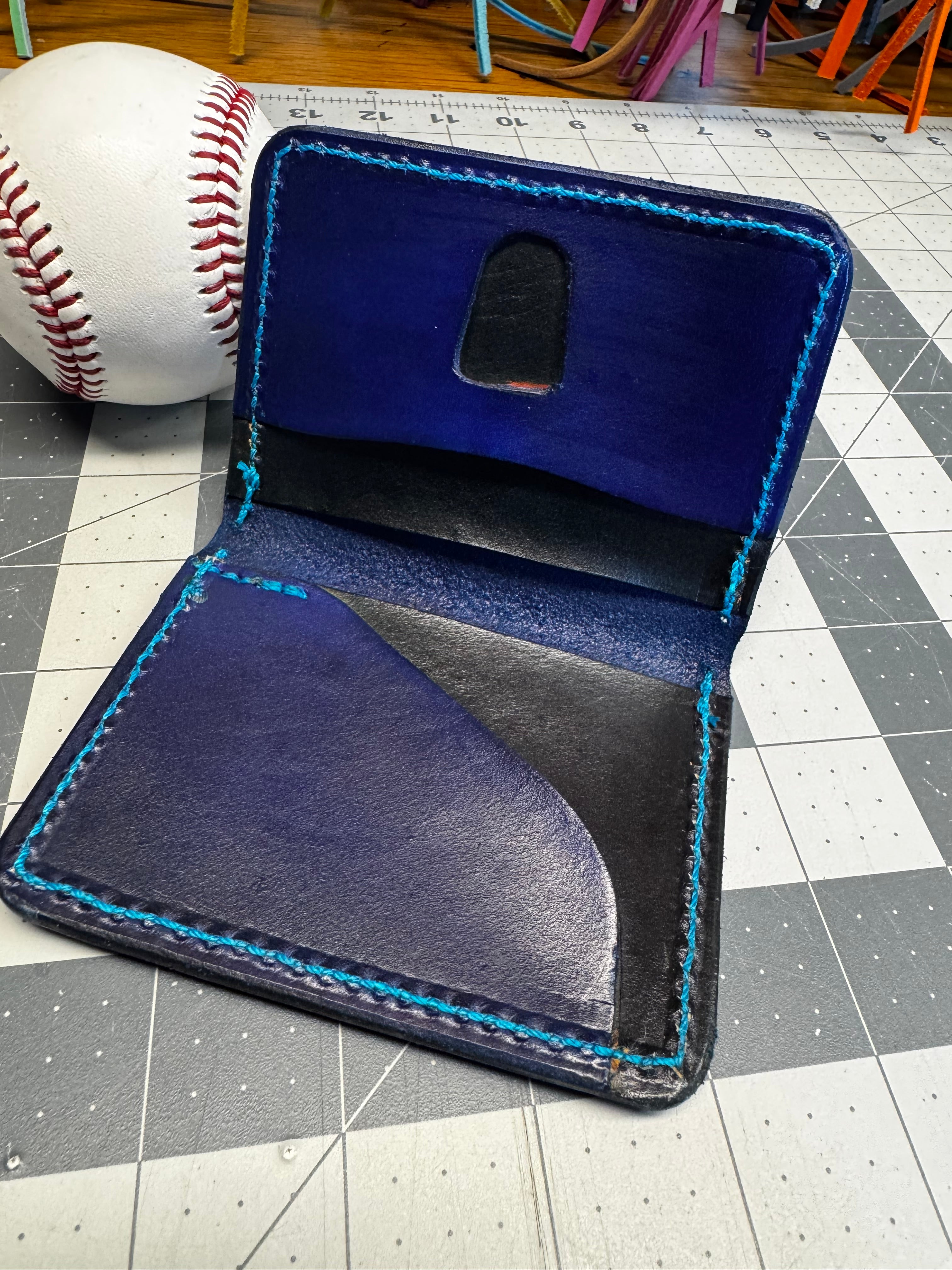 Handmade Rawlings Baseball Wallet Blue