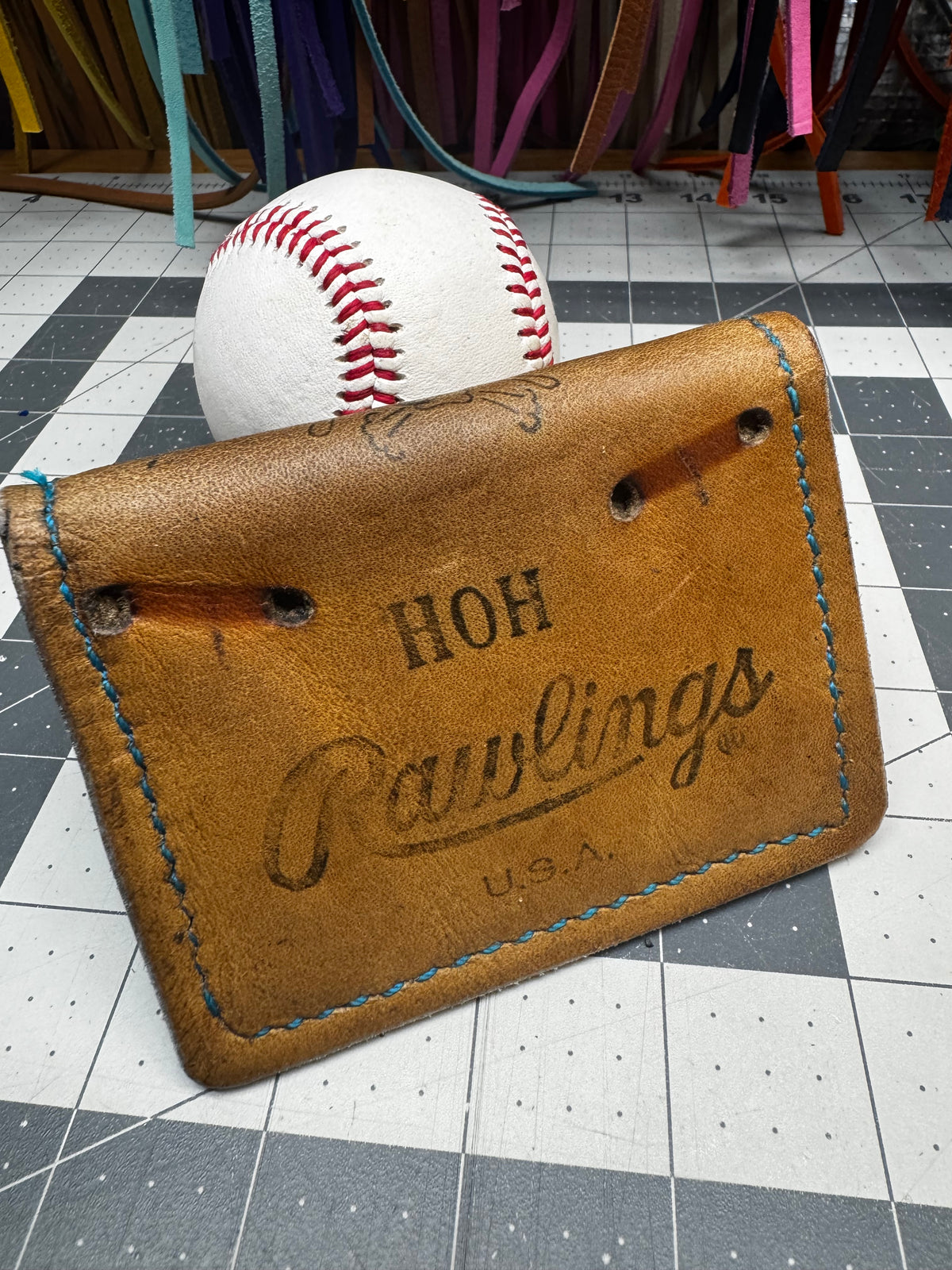 Rawlings Heart of the Hide glove leather repurposed into a handmade wallet