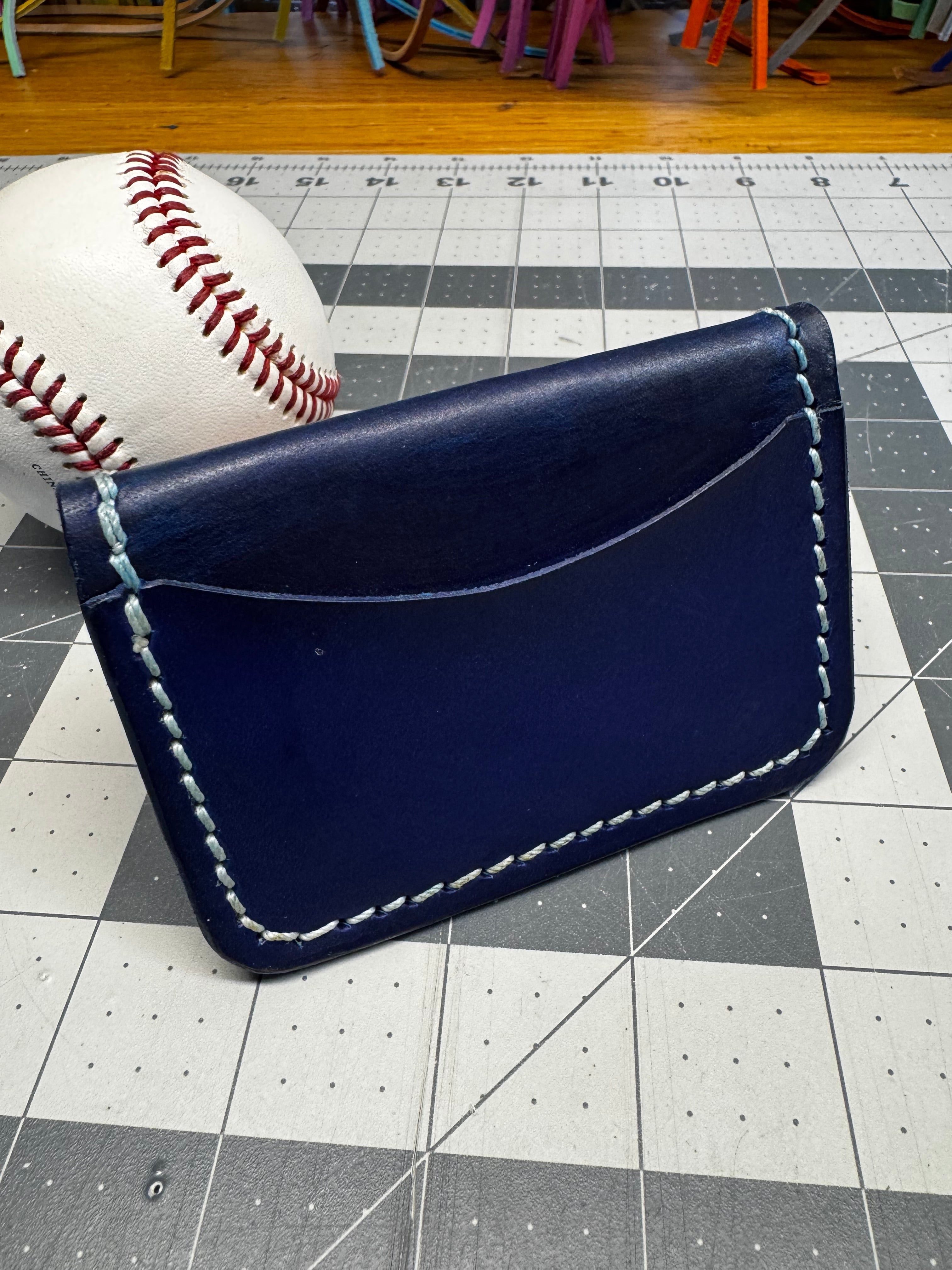 Handmade Rawlings Baseball Wallet Blue
