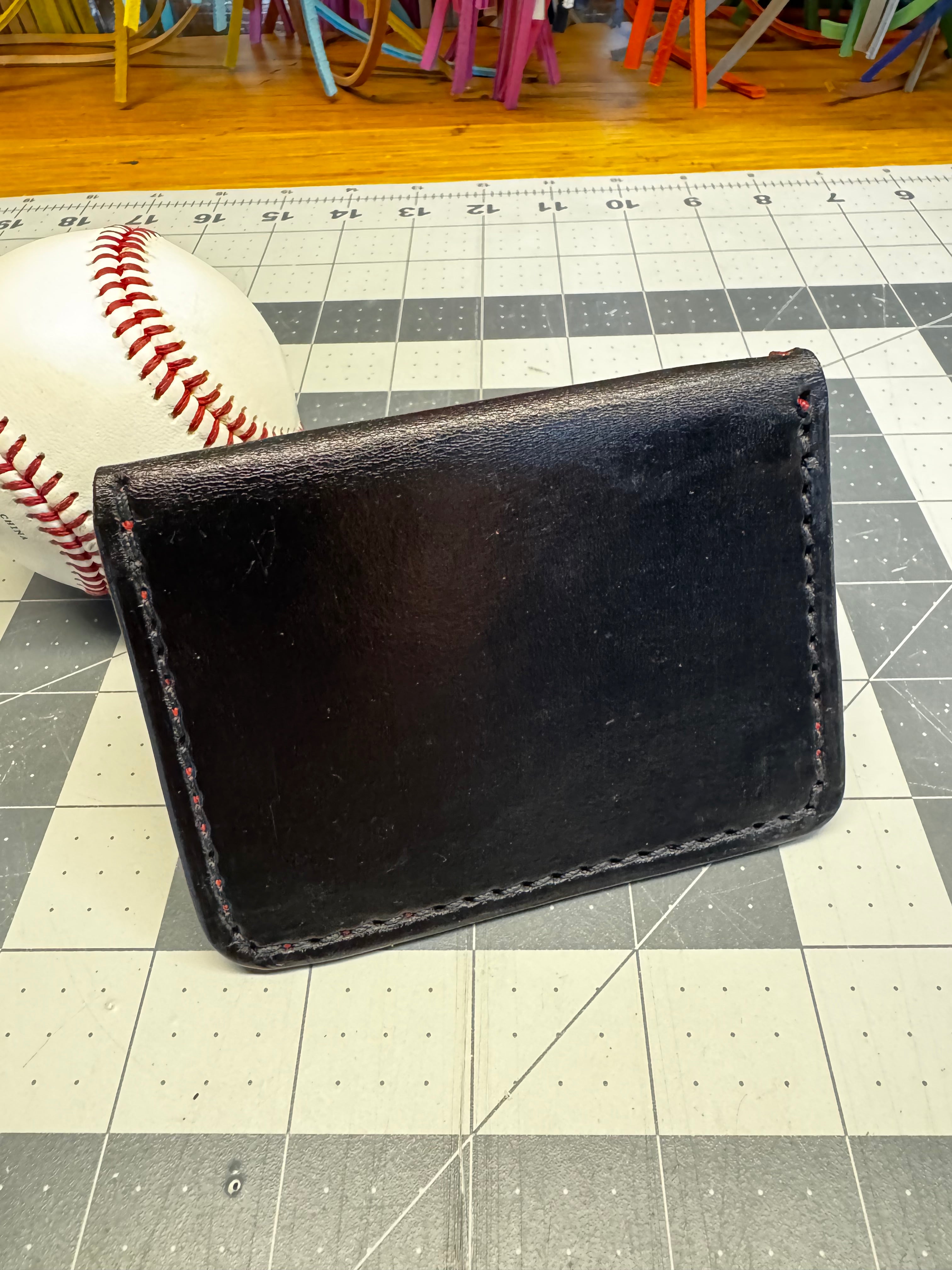 Handmade Rawlings Baseball Wallet Black
