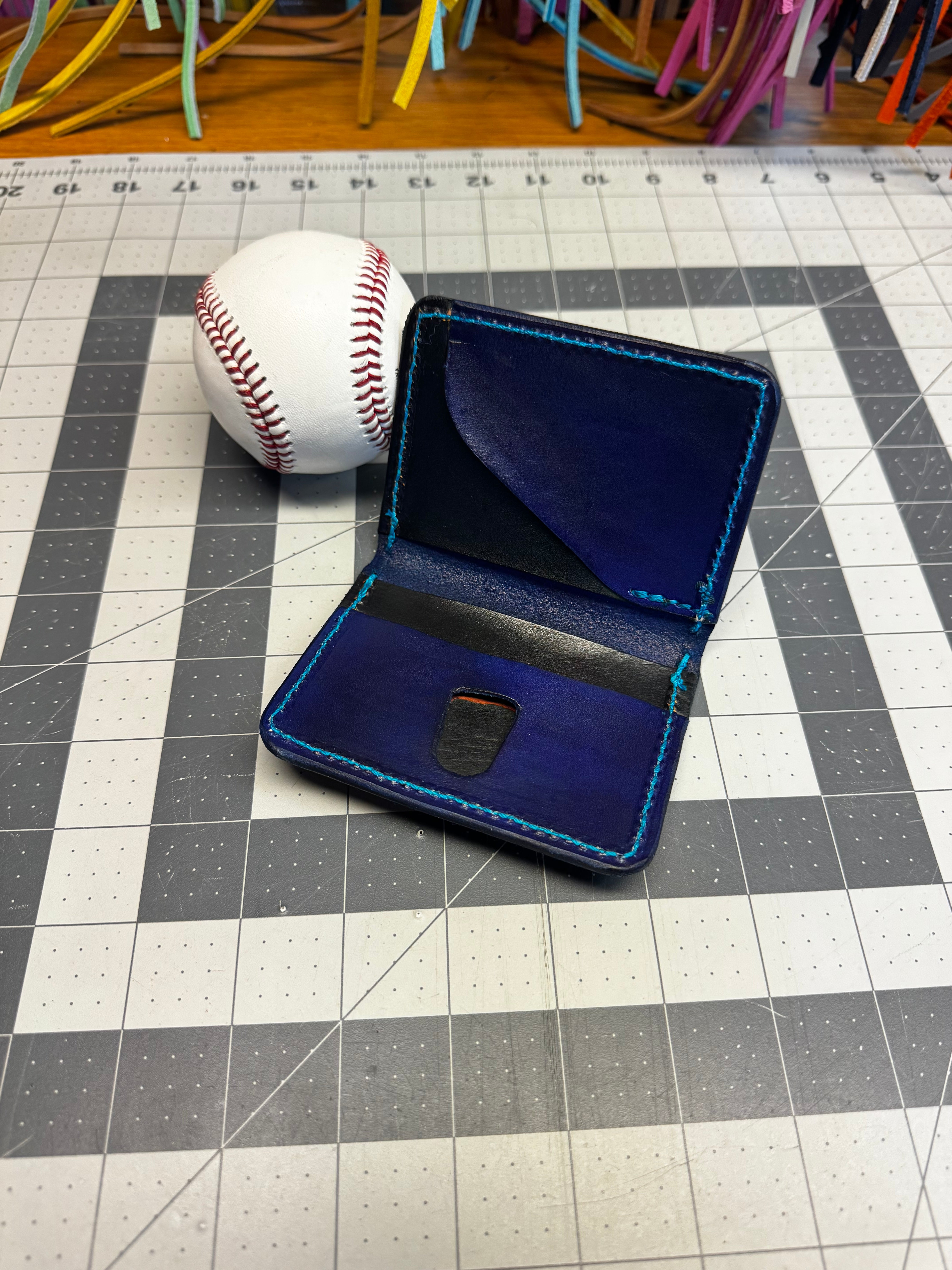 Handmade Rawlings Baseball Wallet Blue