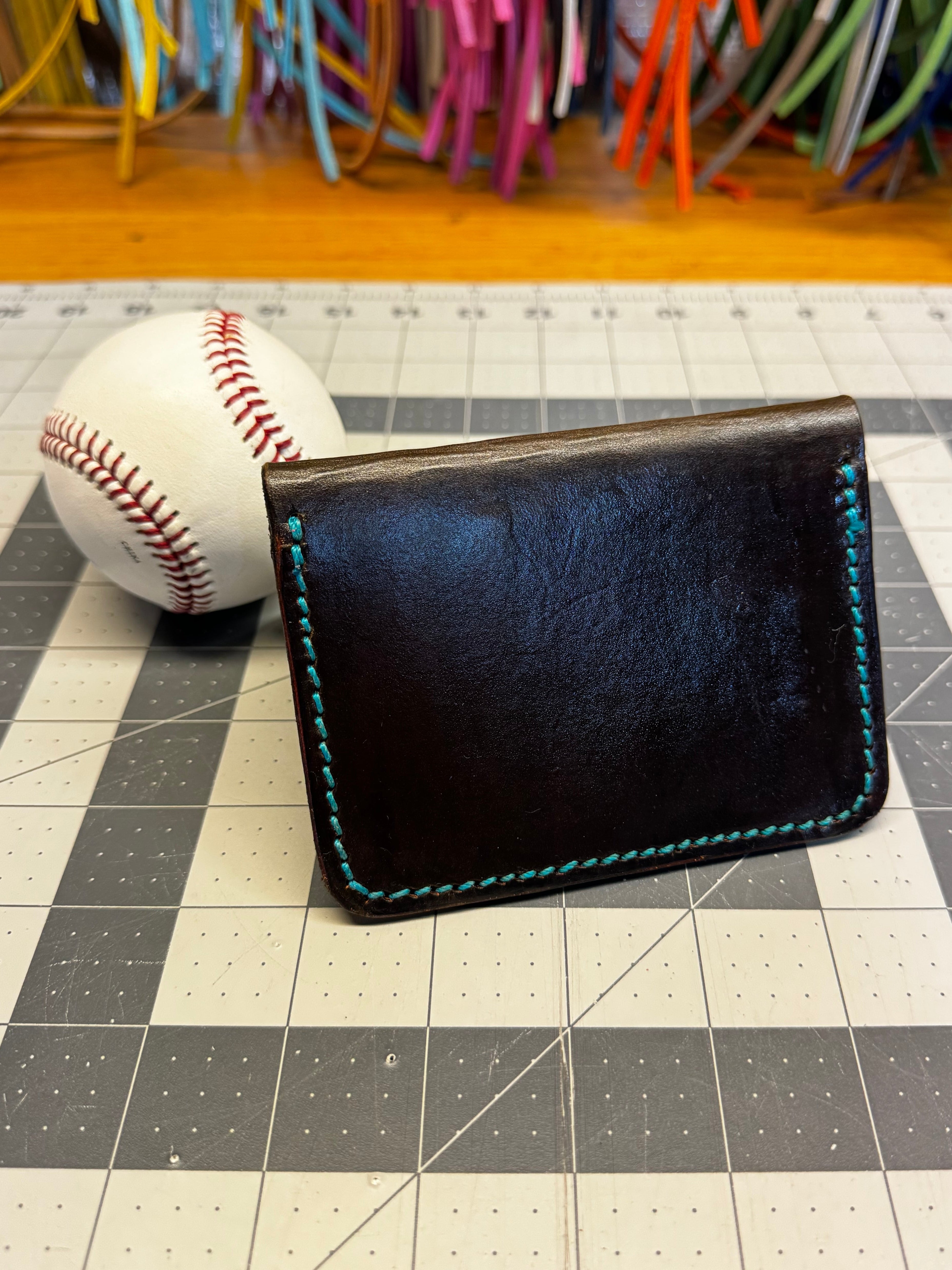 Handmade Rawlings Baseball Wallet Dark Brown