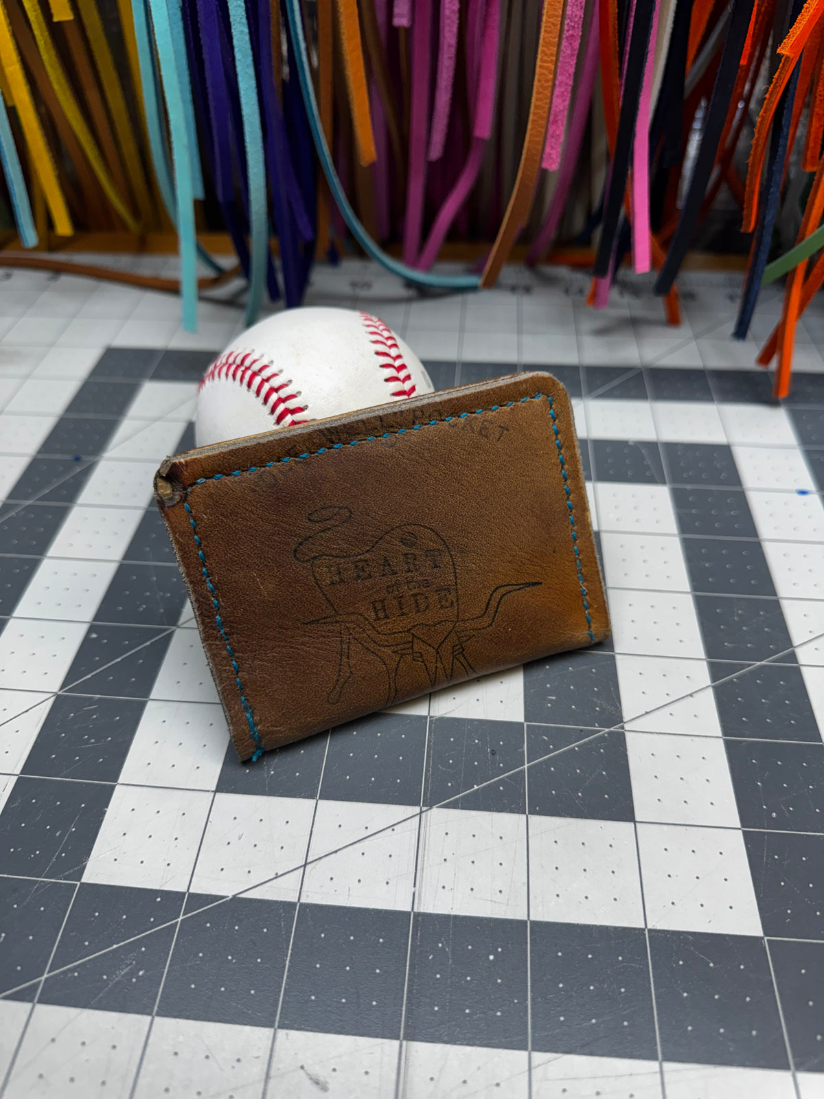 Handmade wallet crafted from Rawlings Heart of the Hide glove leather