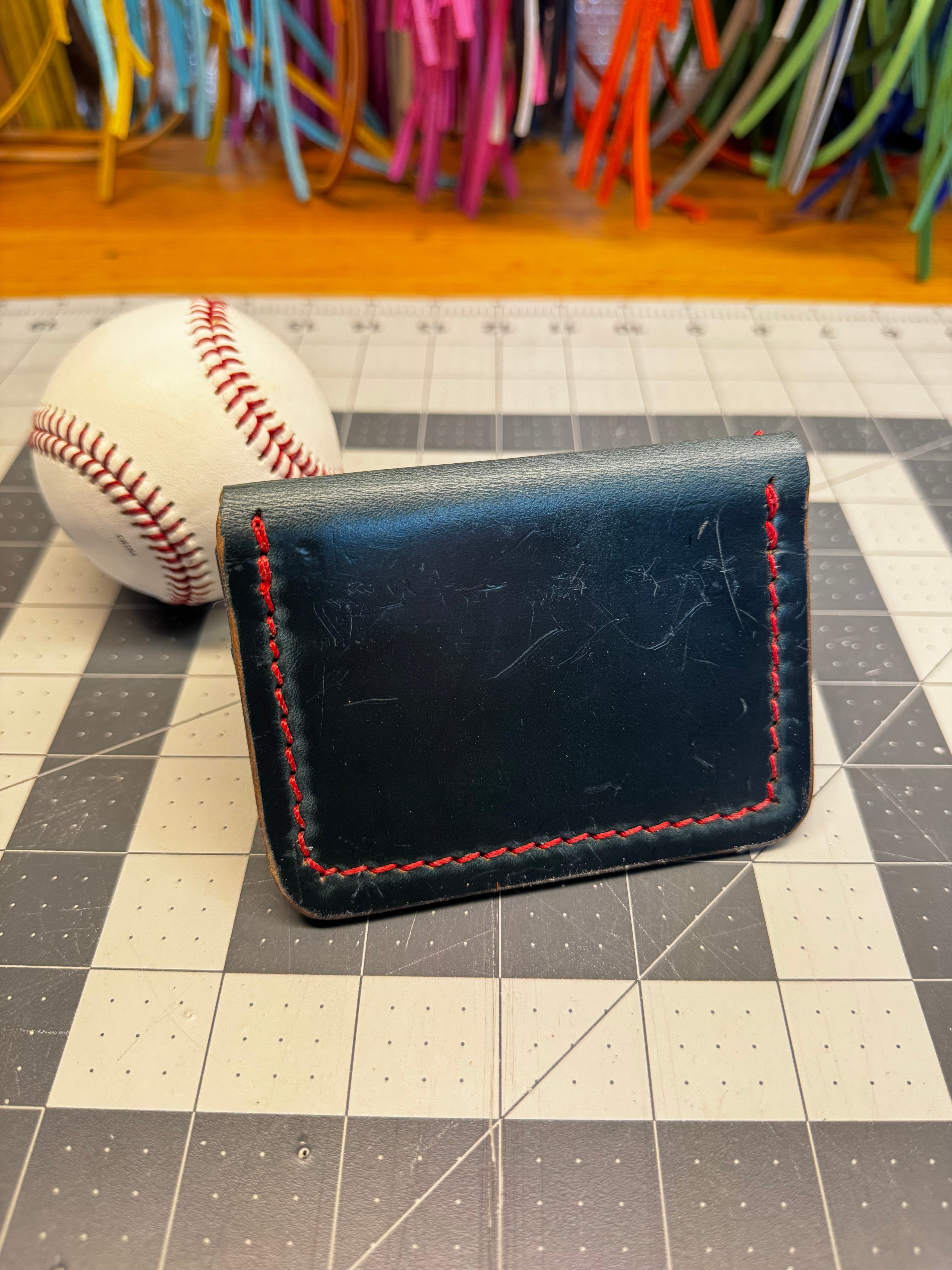 Handmade Rawlings Baseball Wallet Teal Blue