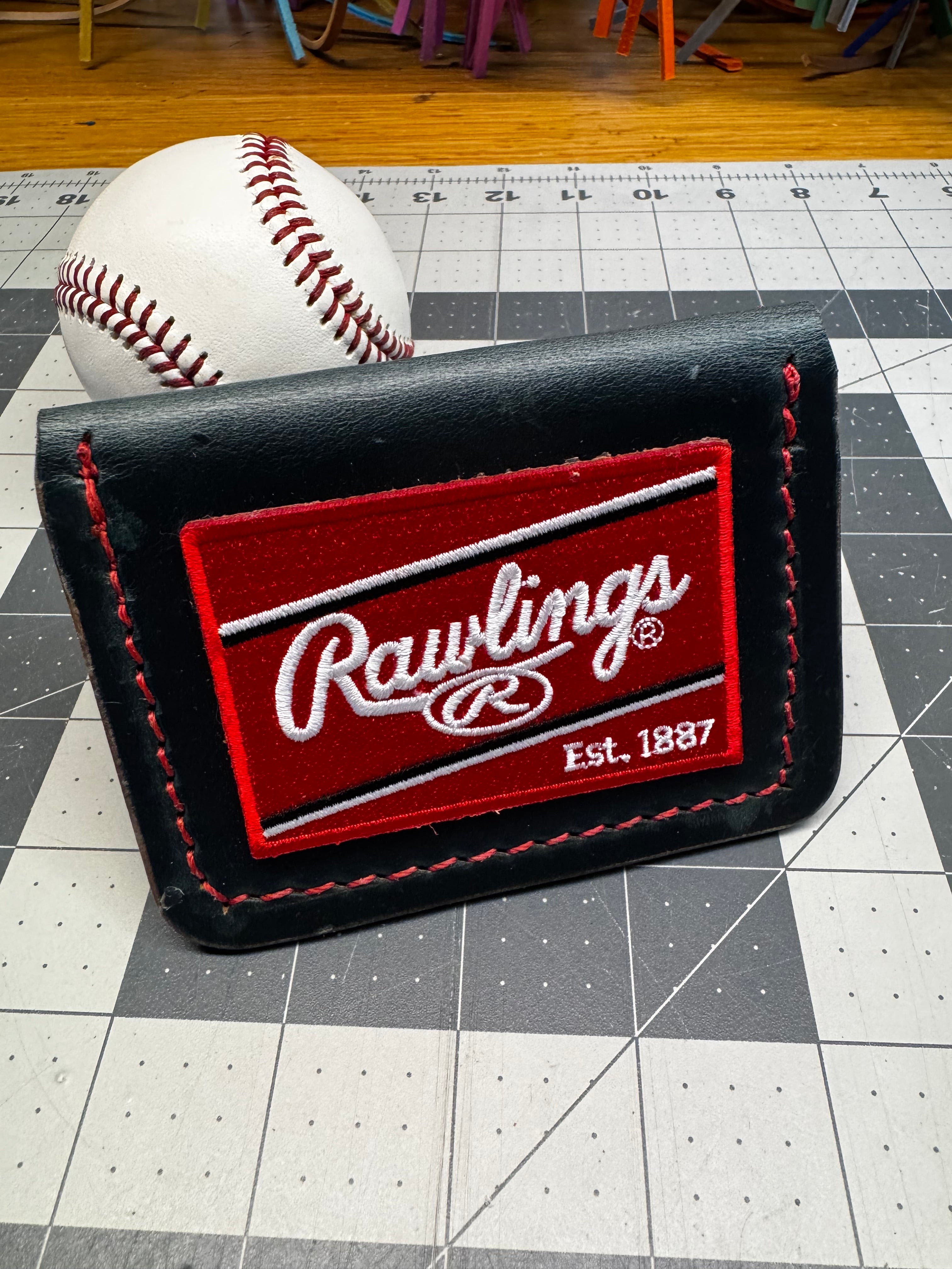 Handmade Rawlings Baseball Wallet Teal Blue
