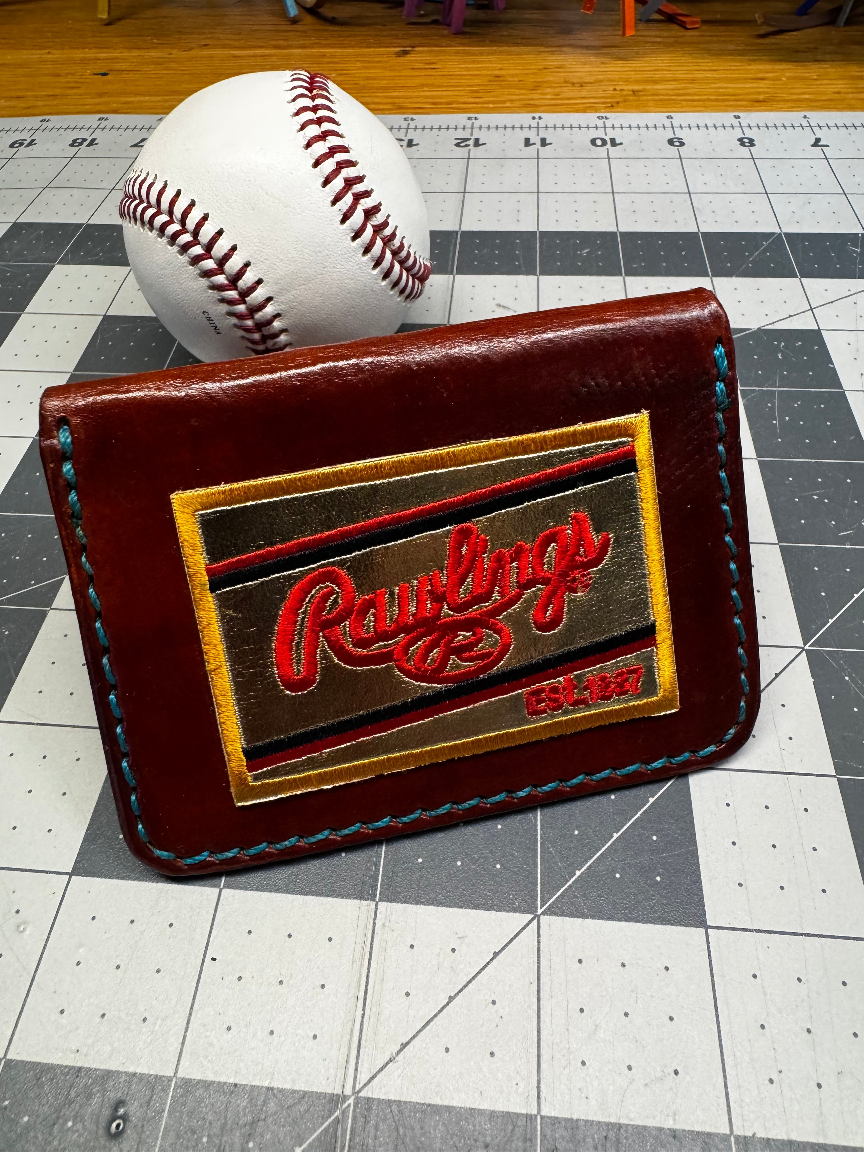 Handmade Rawlings Baseball Wallet Brown