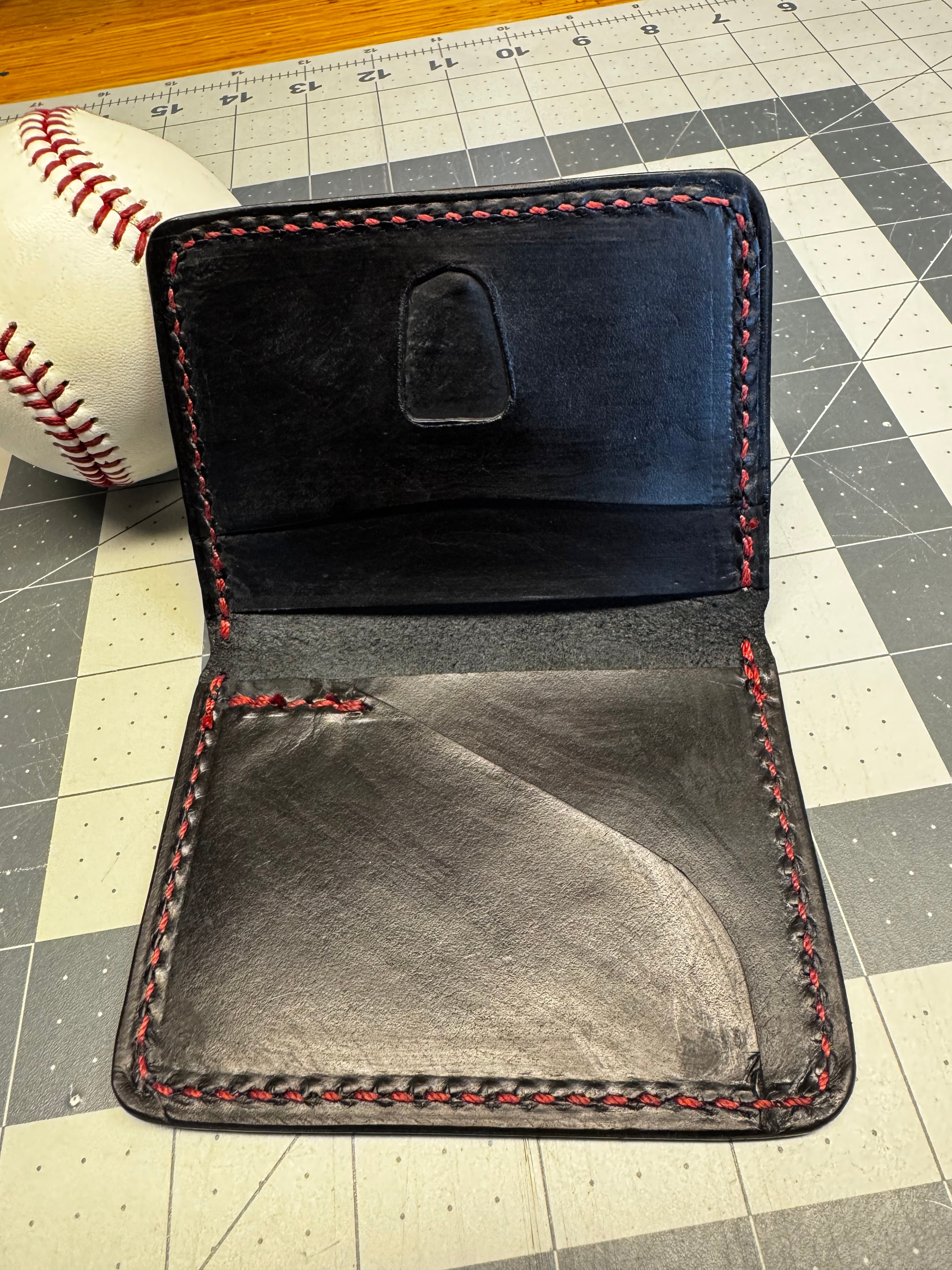 Handmade Rawlings Baseball Wallet Black