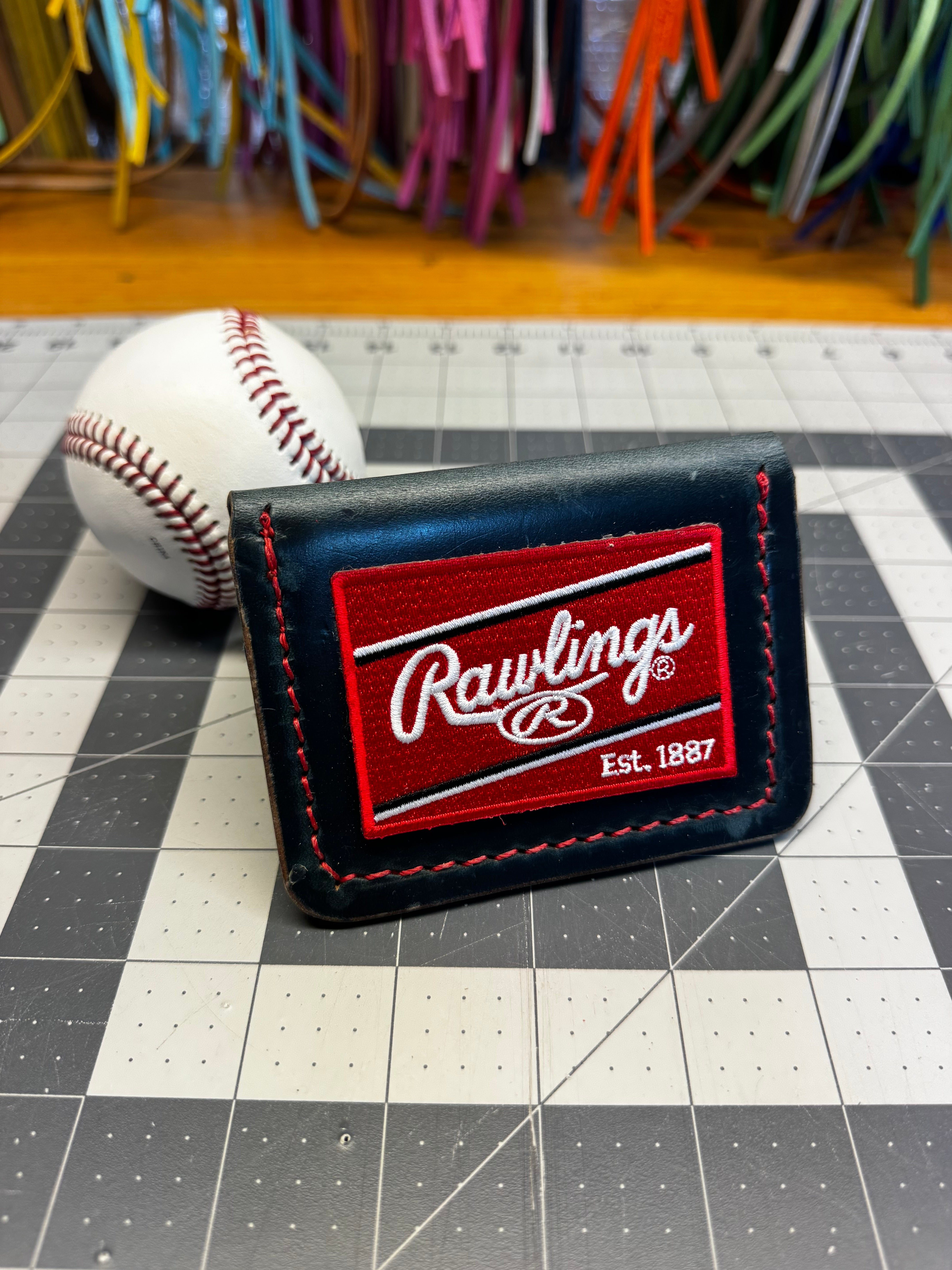 Handmade Rawlings Baseball Wallet Teal Blue