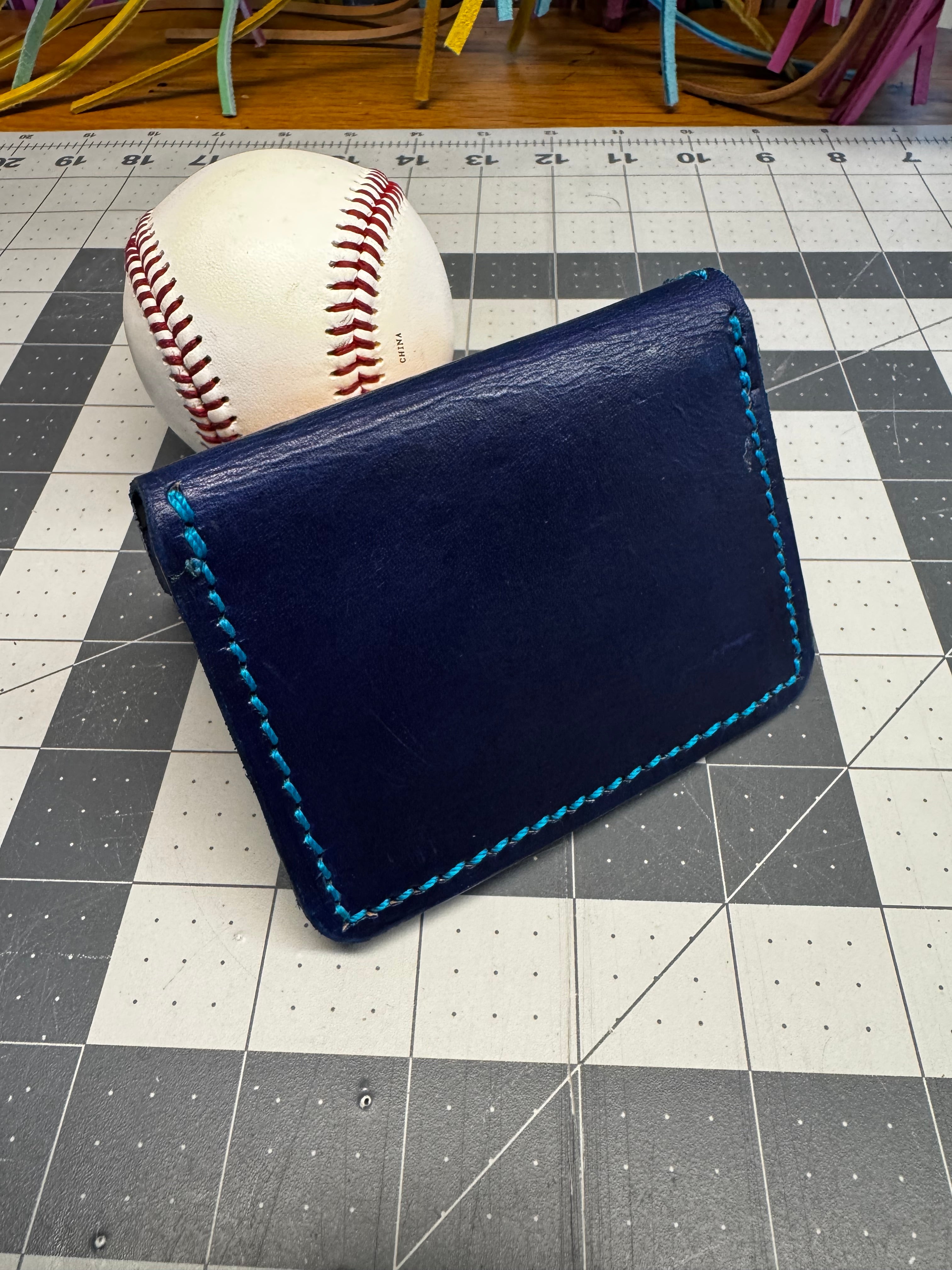 Handmade Rawlings Baseball Wallet Blue