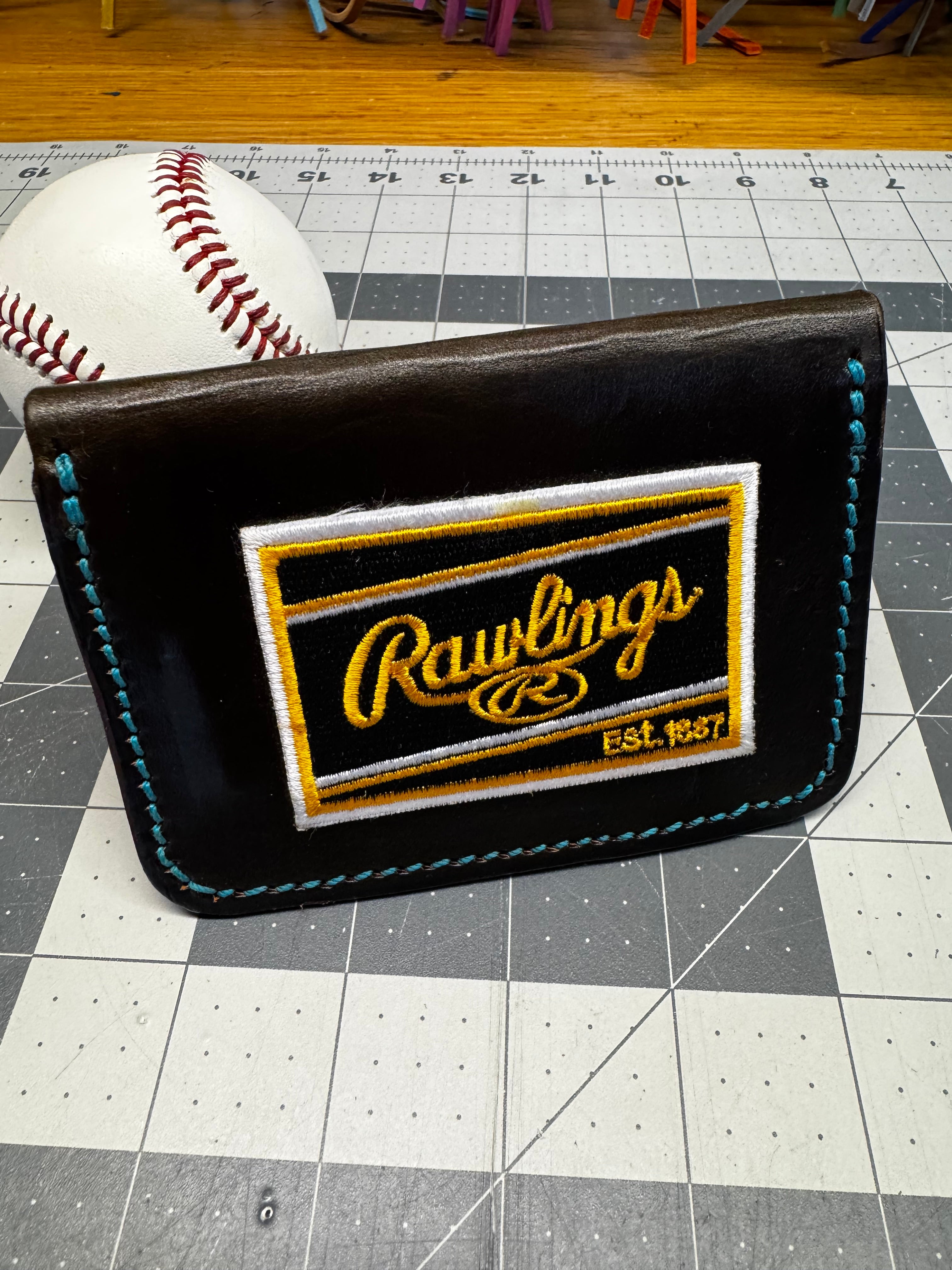 Handmade Rawlings Baseball Wallet Dark Brown