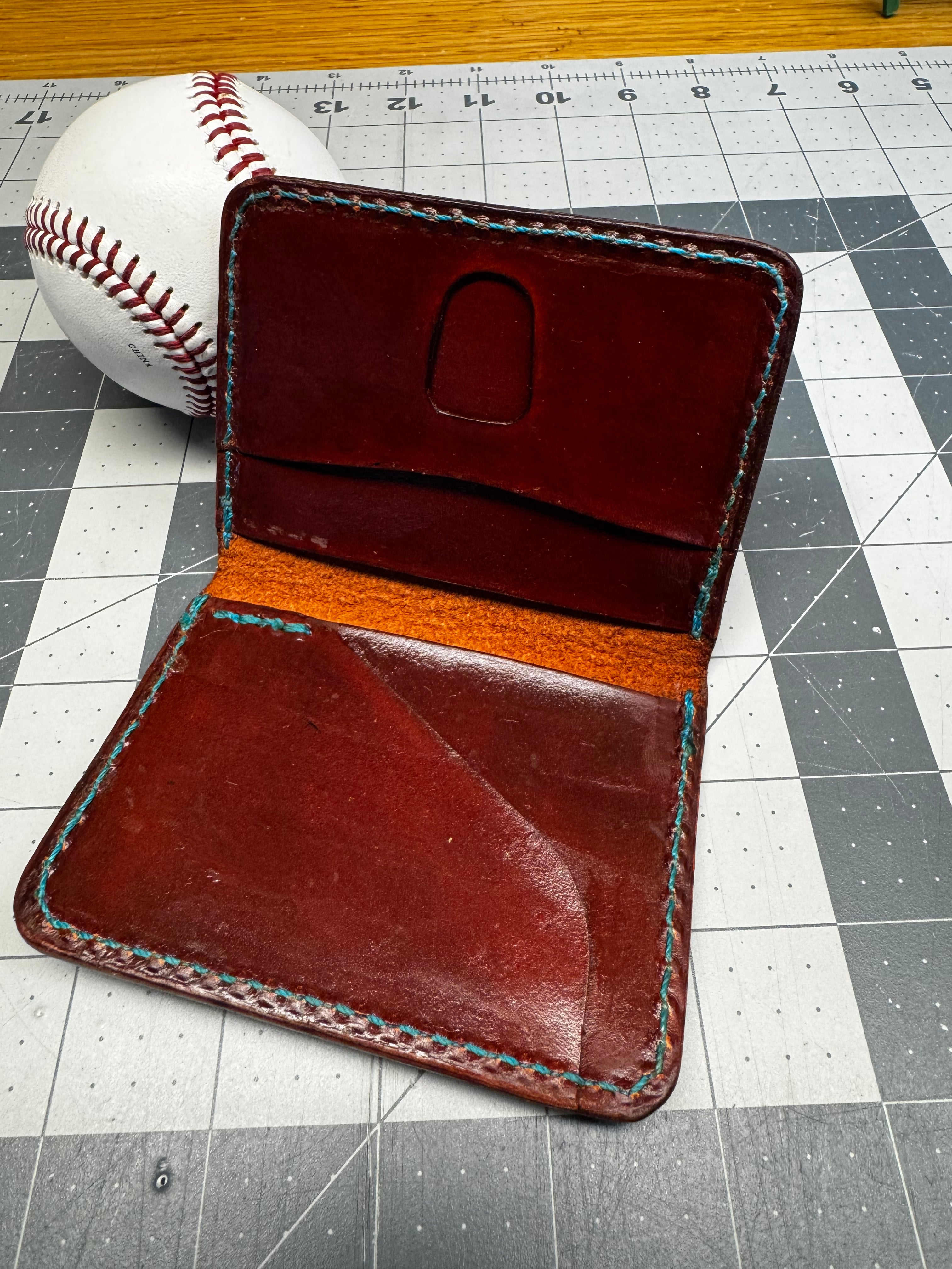 Handmade Rawlings Baseball Wallet Brown
