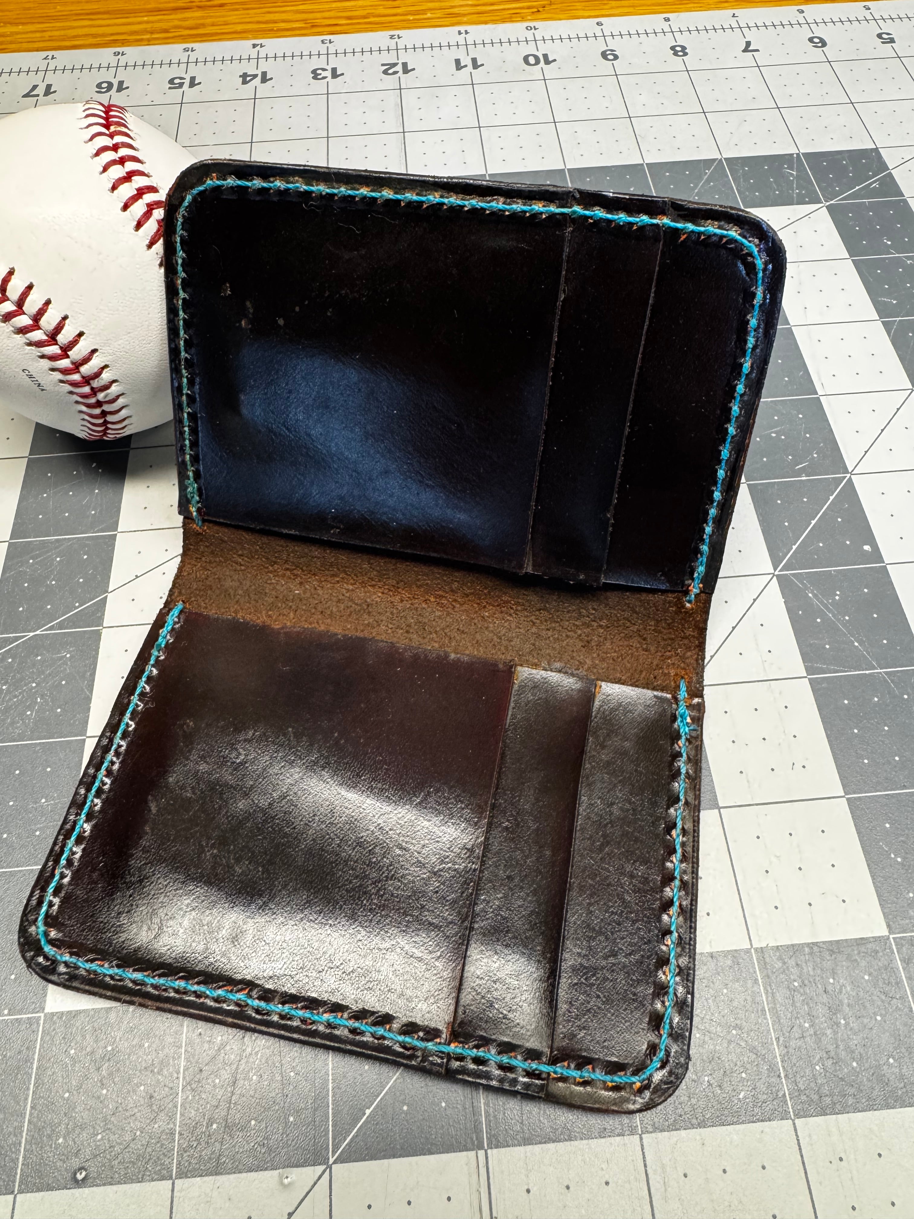 Handmade Rawlings Baseball Wallet Dark Brown