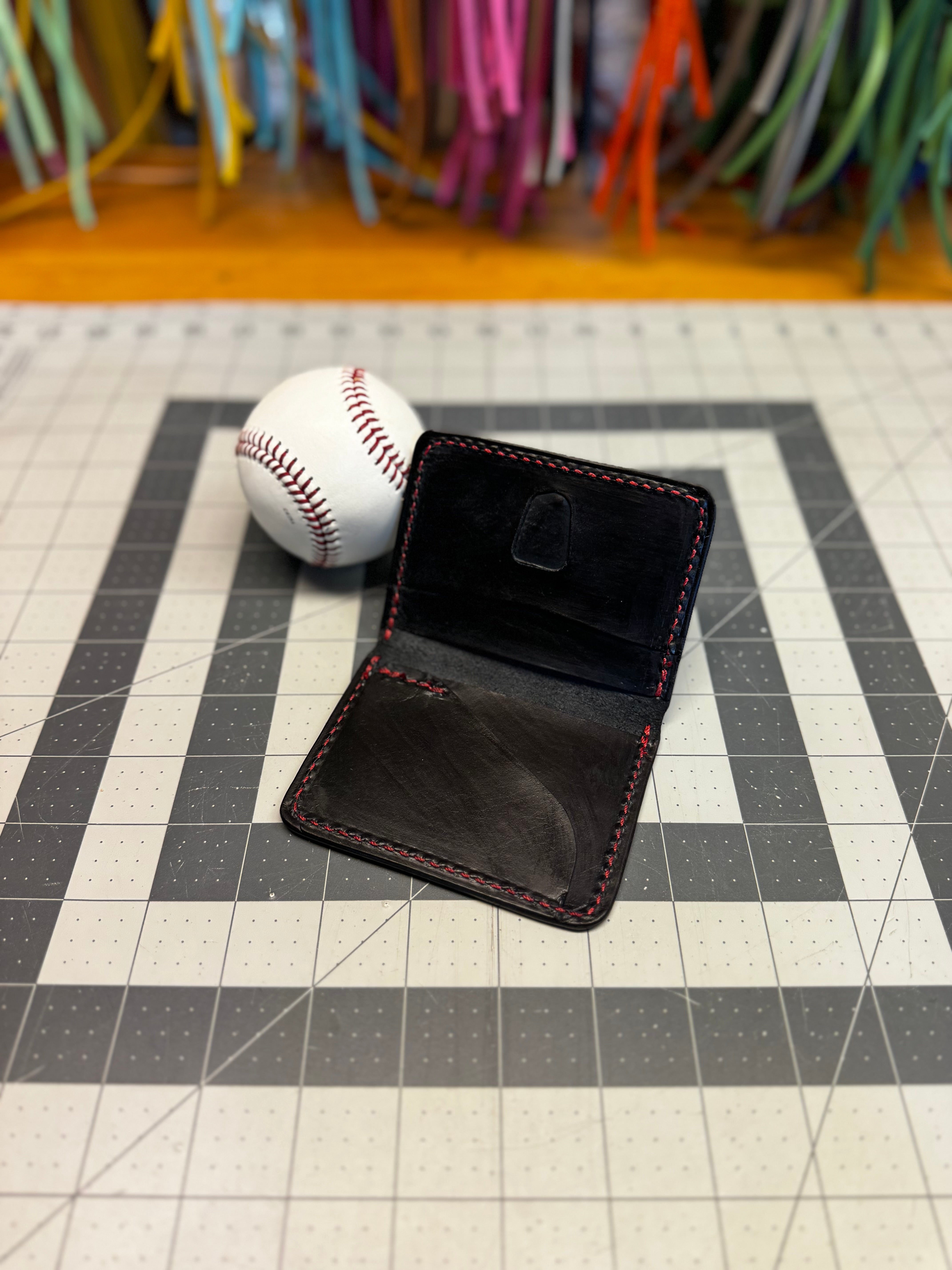 Handmade Rawlings Baseball Wallet Black