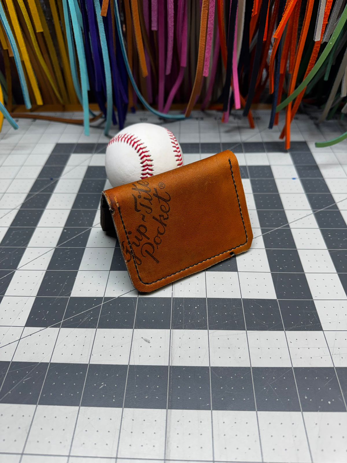 Handmade wallet crafted from Wilson A2516 baseball glove leather