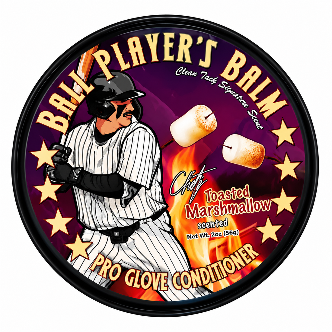 Ball Player's Balm Roasted Marshmallow scented baseball glove conditioner 2 oz