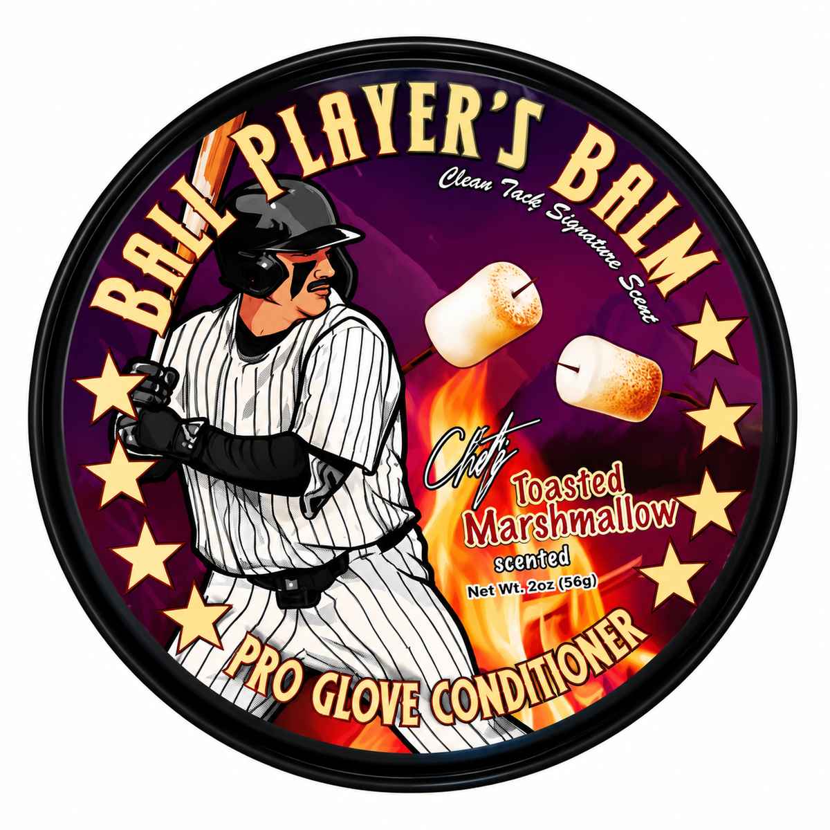 Ball Player's Balm Roasted Marshmallow scented baseball glove conditioner 2 oz