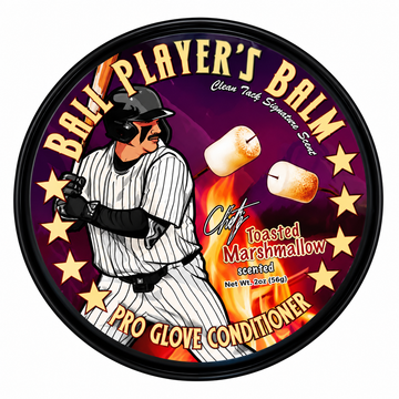 Ball Player's Balm Roasted Marshmallow scented baseball glove conditioner 2 oz